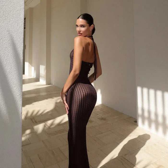 *Aarti Knitted Halter Maxi Dress