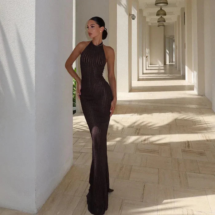 *Aarti Knitted Halter Maxi Dress