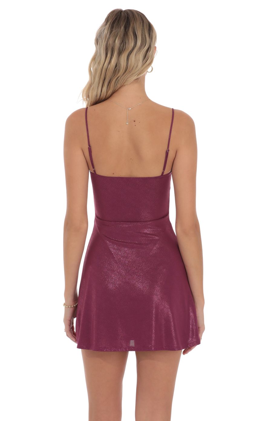 Lucy In The Sky Foil Embellished Dress in Plum