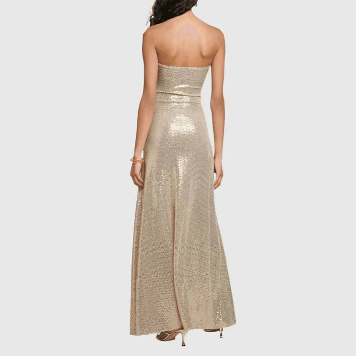 *Addicted To Shine Cutout Off Shoulder Maxi Dress