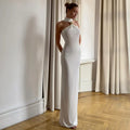 Mermaid Way Alessandra Gold Ring Halter Neck Maxi Dress
