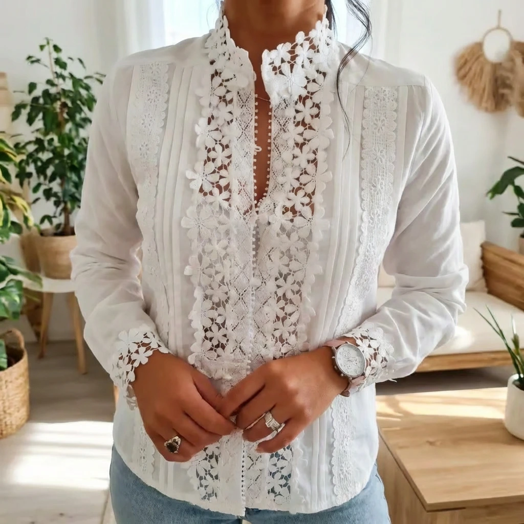 Nabalu Sofia | Women’s Lace Panel Elegant Blouse