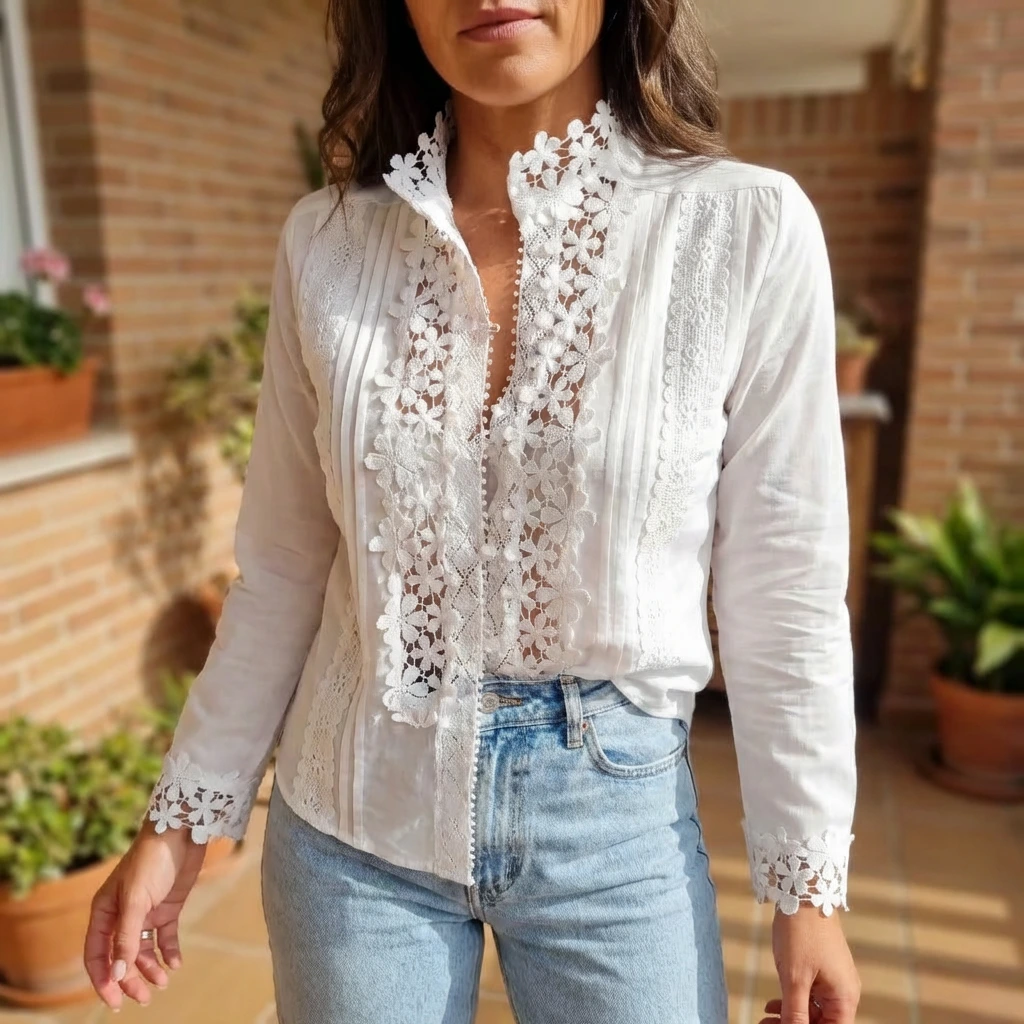 Nabalu Sofia | Women’s Lace Panel Elegant Blouse