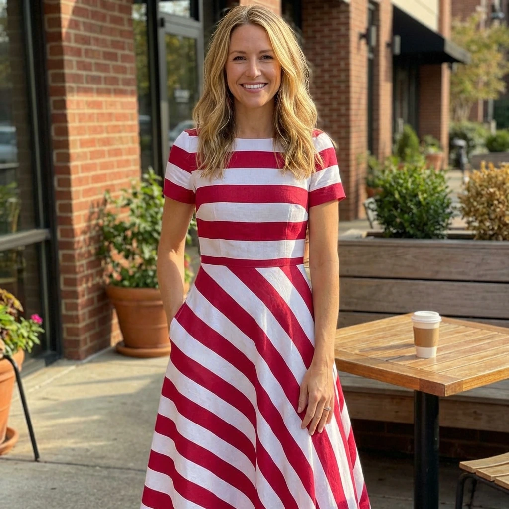 Nabalu Elowen | Women’s Striped Casual Midi Dress
