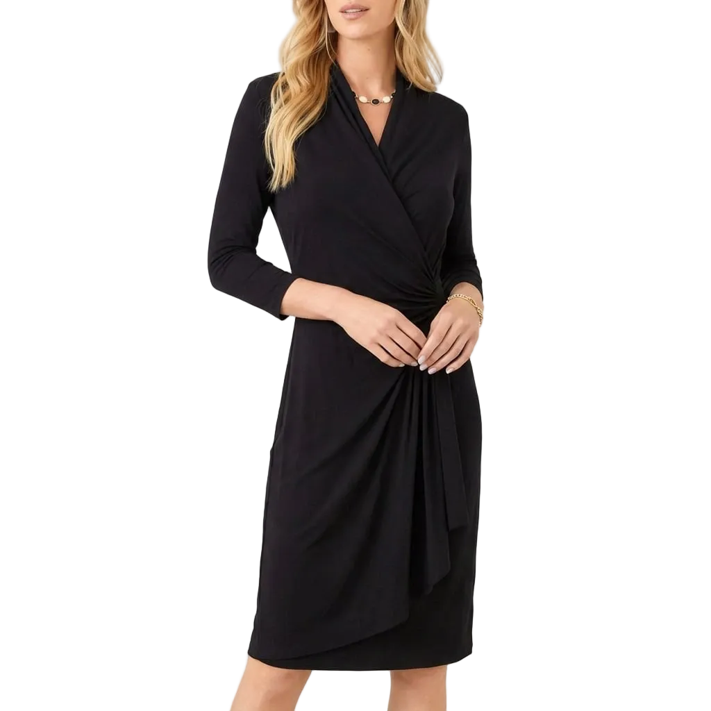 Nabalu Elegant Wrap Midi Dress – Sophisticated Style with Timeless Appeal