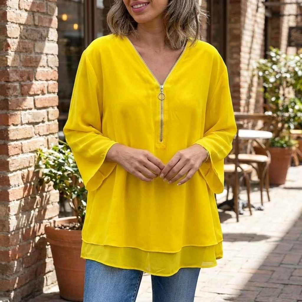 Nabalu Solmira | Women’s Relaxed Zip Front Tunic Blouse