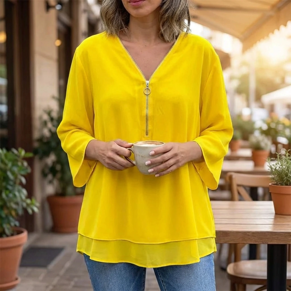 Nabalu Solmira | Women’s Relaxed Zip Front Tunic Blouse