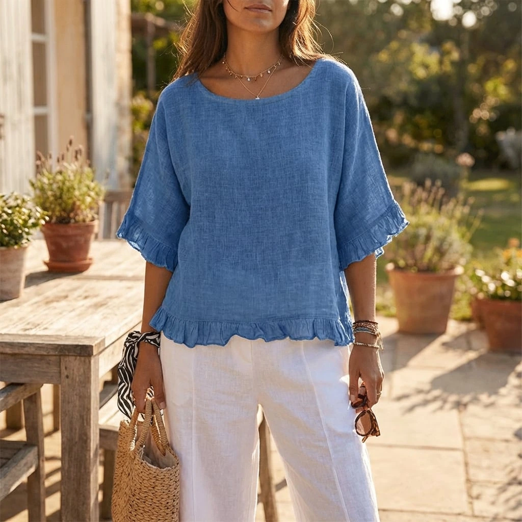 Nabalu Orlena | Women’s Ruffle Hem Relaxed Blouse