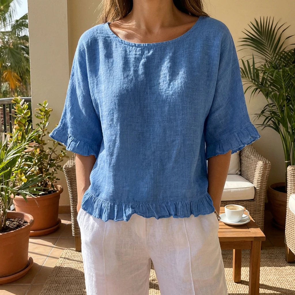 Nabalu Orlena | Women’s Ruffle Hem Relaxed Blouse