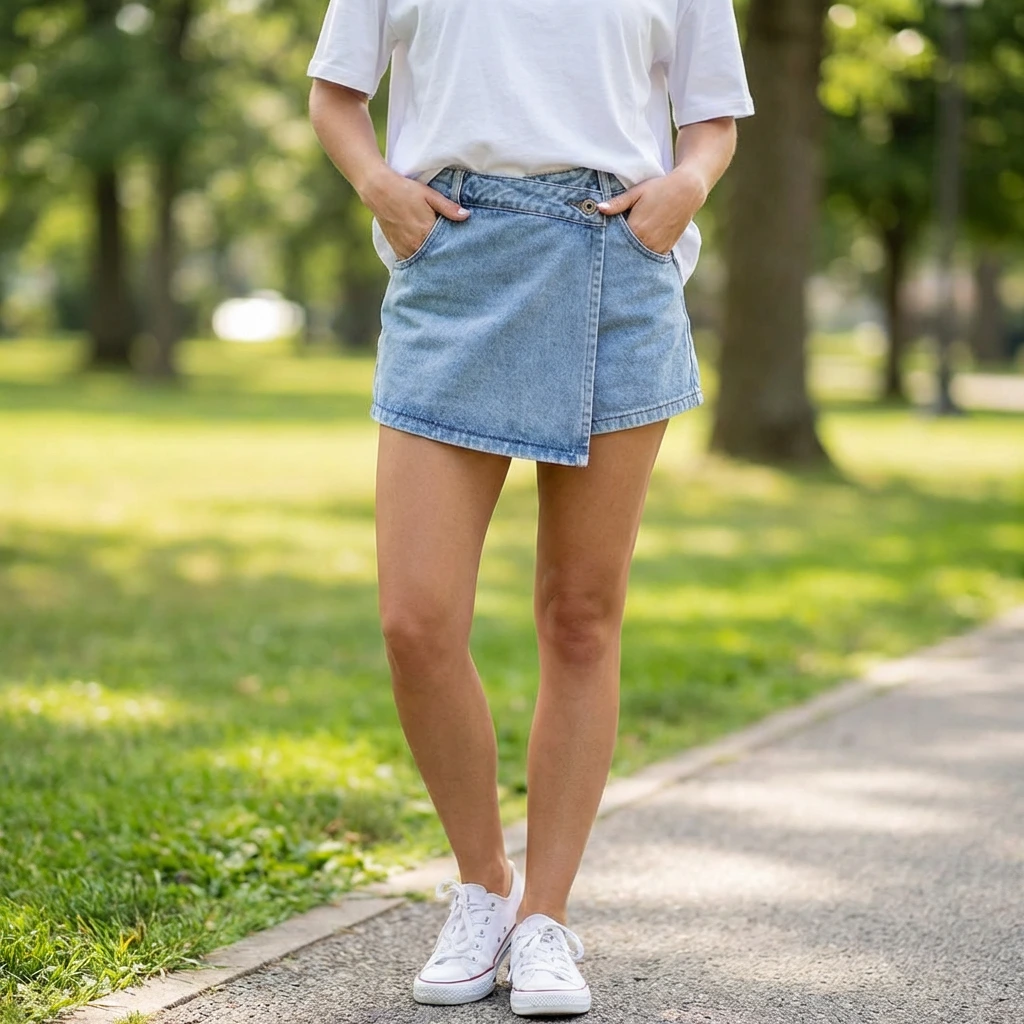 Nabalu Nerissa | Women’s Wrap Style Denim Mini Skirt