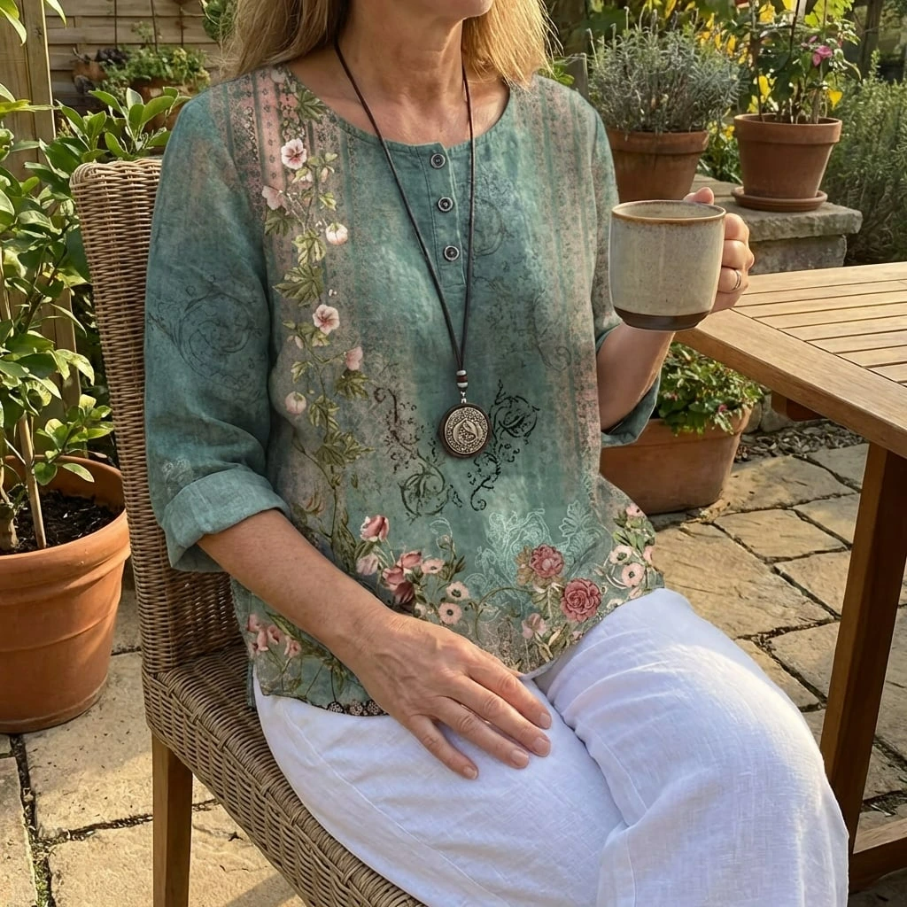 Nabalu Rowan | Relaxed Floral Print Summer Blouse 1