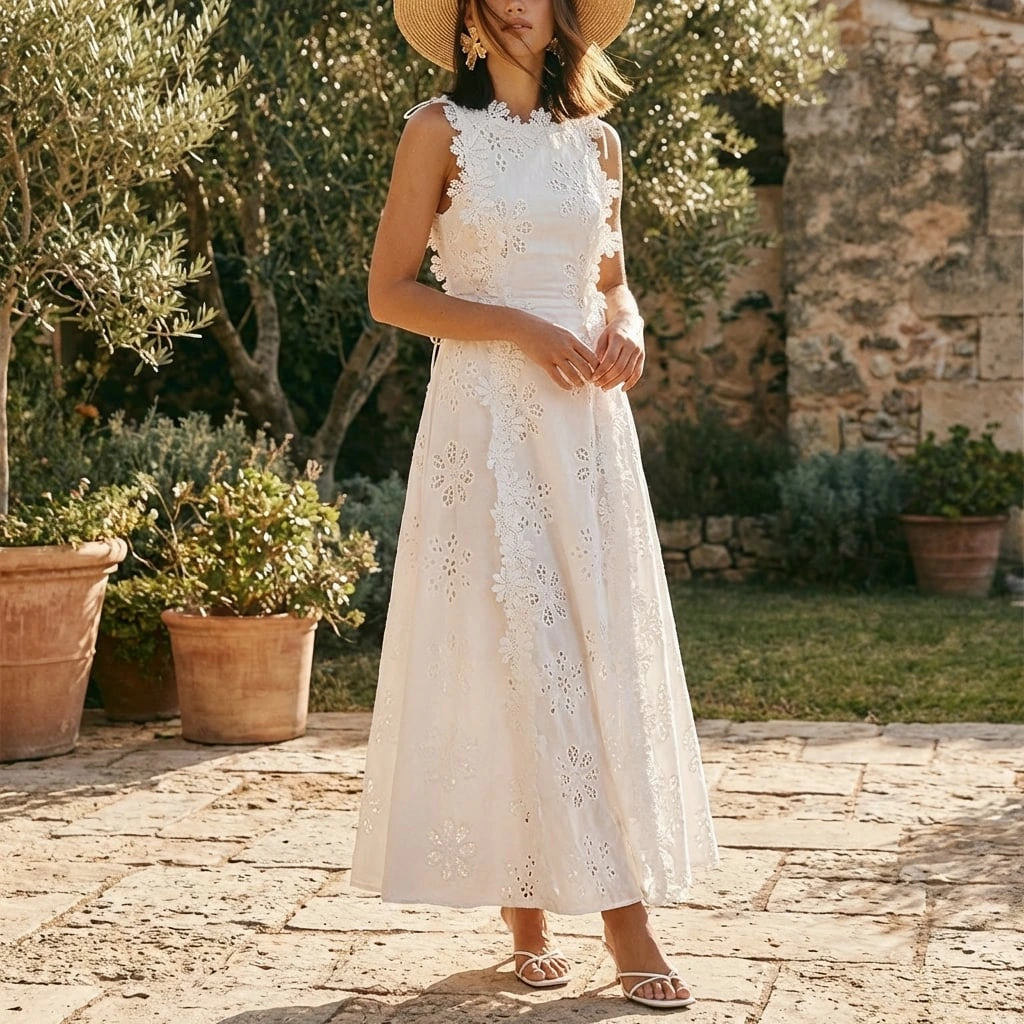 Nabalu Elowen | Women’s Lace Embroidered Midi Dress
