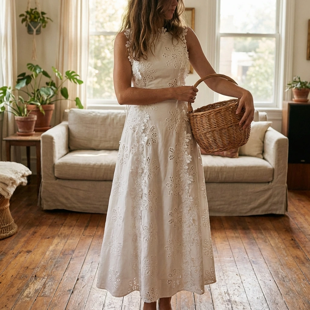 Nabalu Elowen | Women’s Lace Embroidered Midi Dress
