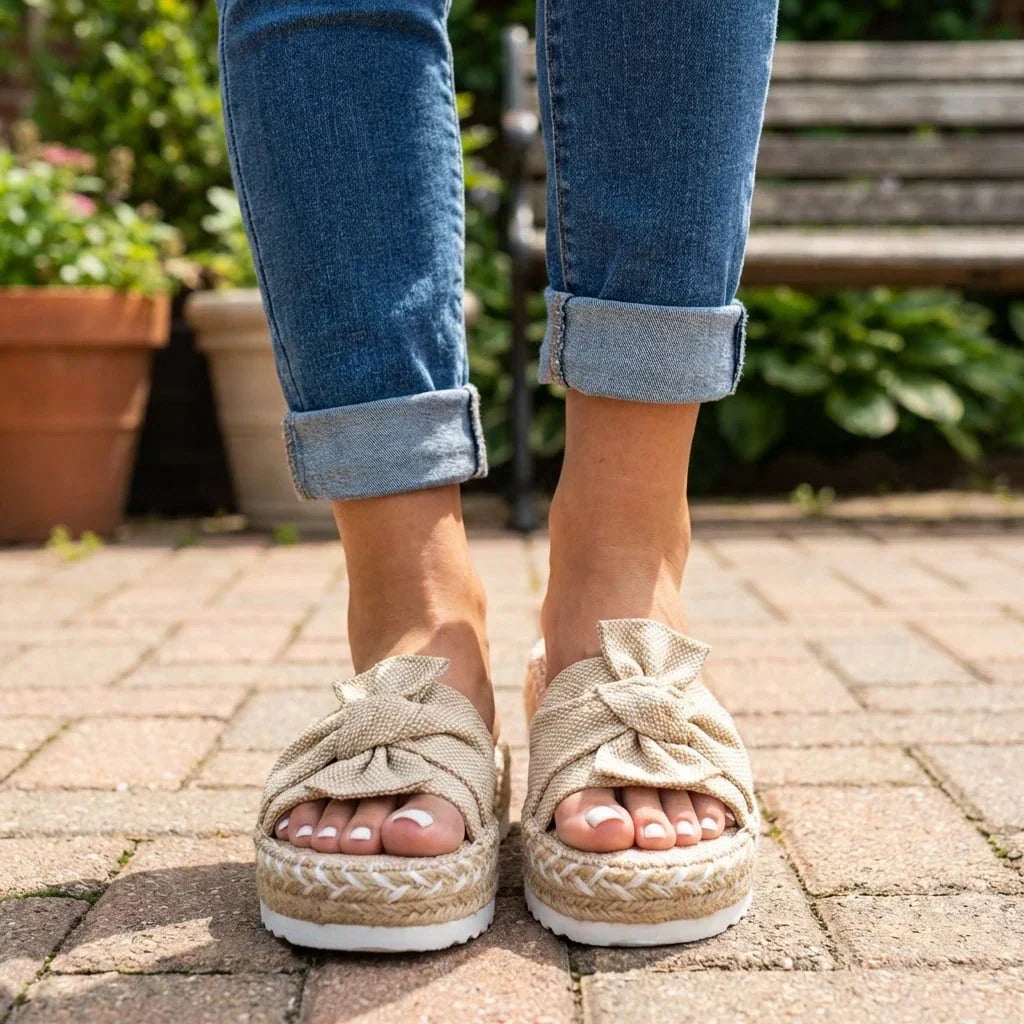 Nabalu Brisavelle | Women’s Platform Slides with Bow Detail