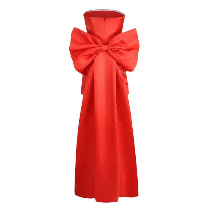 *Away to Wonderland Satin Mini Dress with Oversized Bow