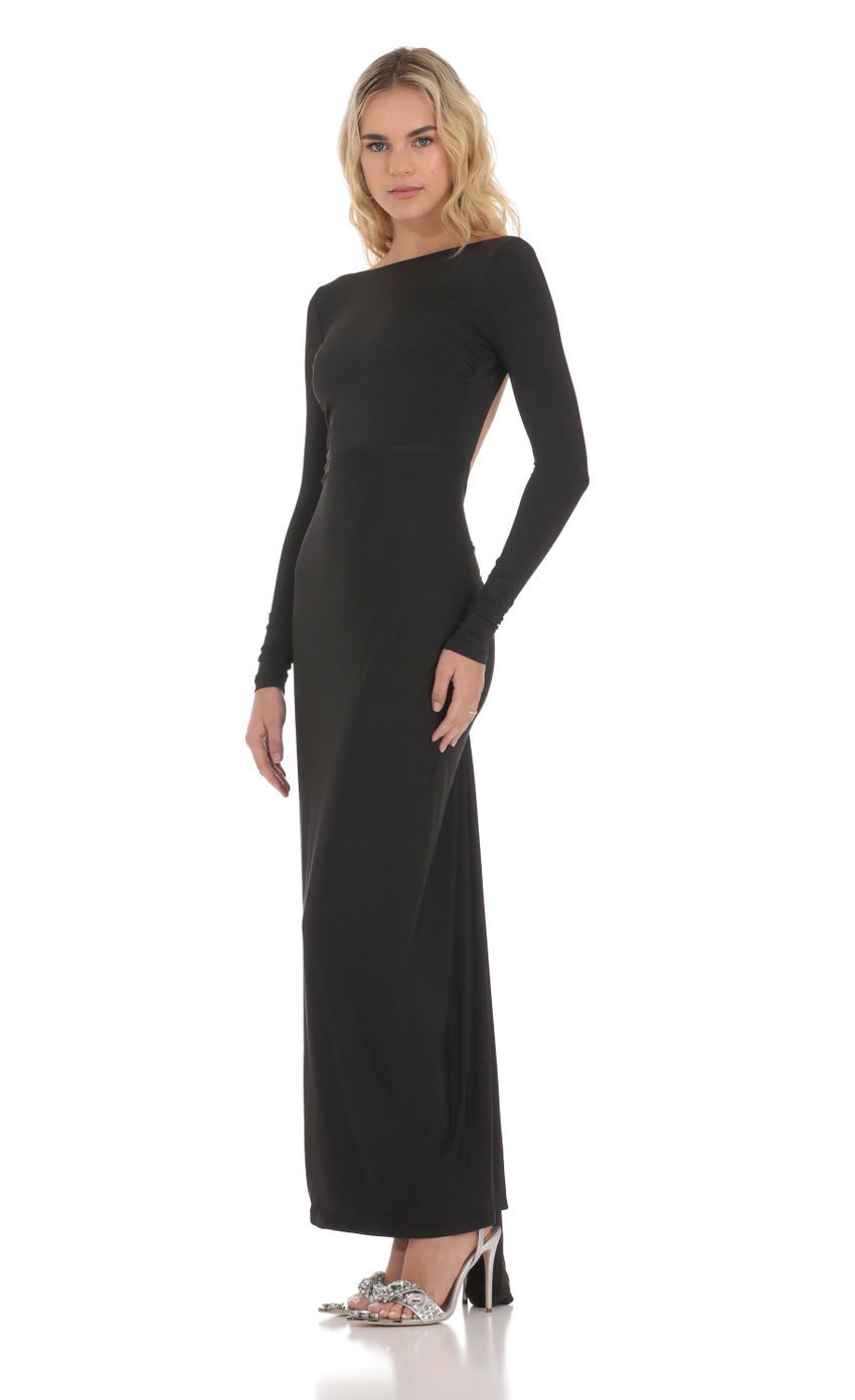 Lucy In The Sky Bodycon Open Back Maxi Dress in Black