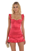 Lucy In The Sky Ruffle Bodycon Dress in Red