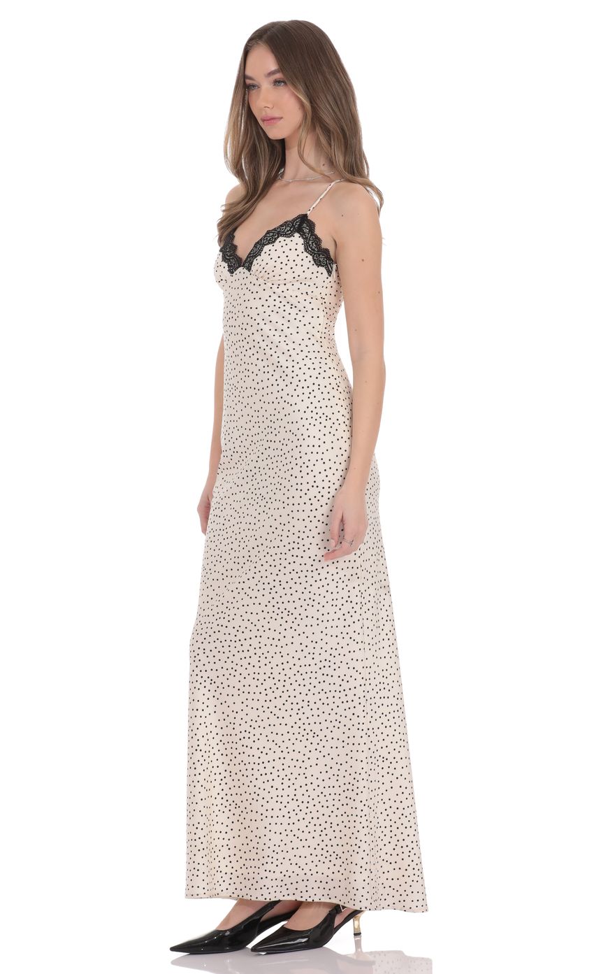Lucy In The Sky Polka Dot Triangle Maxi Dress in Cream