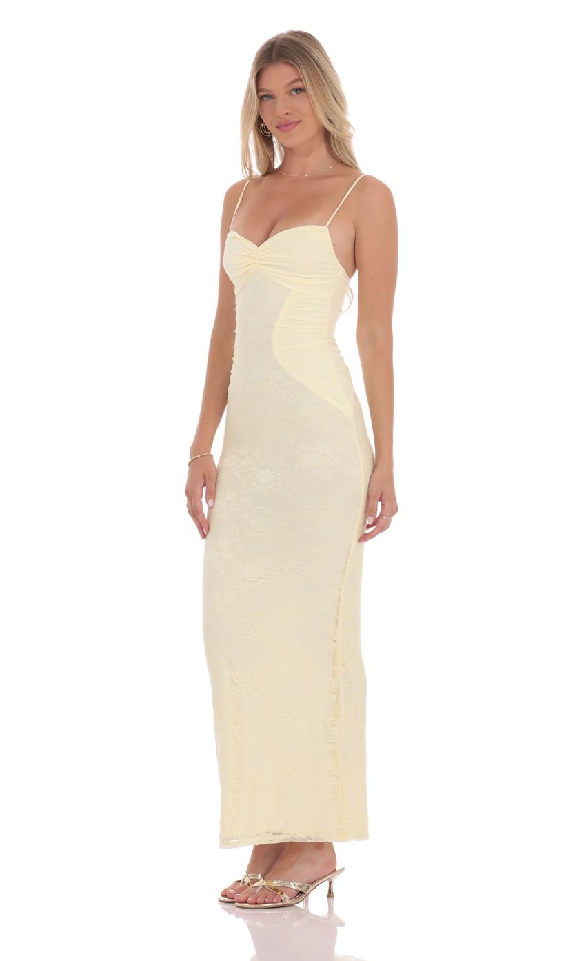 Lucy In The Sky Lace Contour Maxi Dress in Yellow