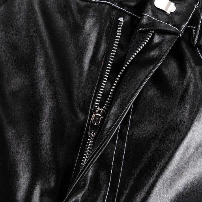 *Black Liqueur Faux Leather Slit Maxi Skirt