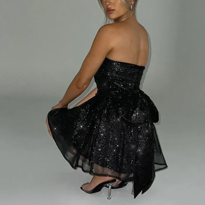 Mermaid Way Black Star Sparkle Corset Mini Dress