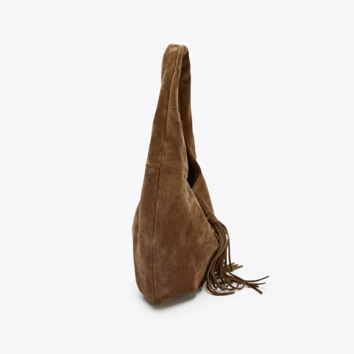 *Boho Soul Suede Fringed Shoulder Bag