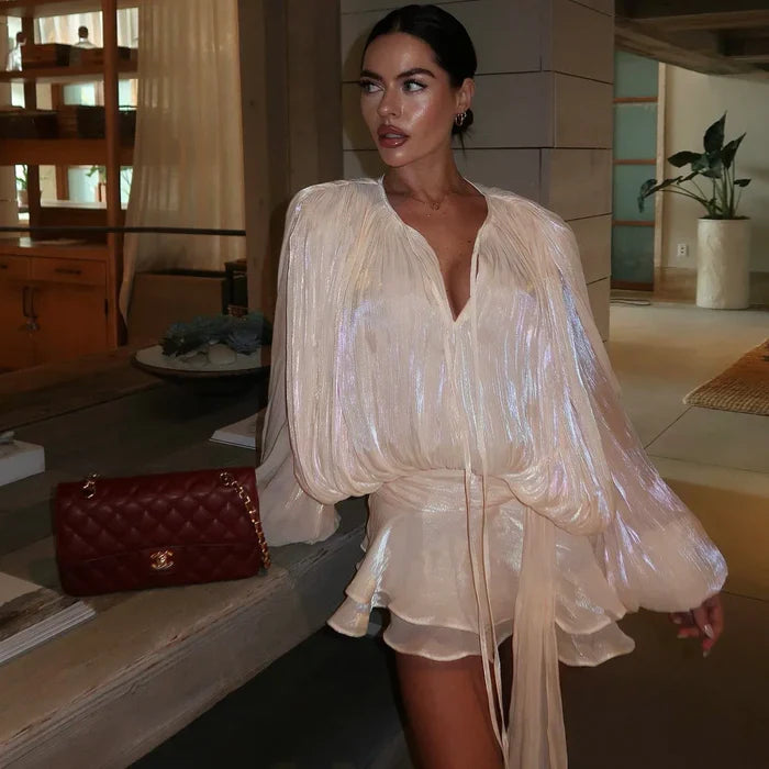 *BouBaby Pleated Ruffled Mini Dress