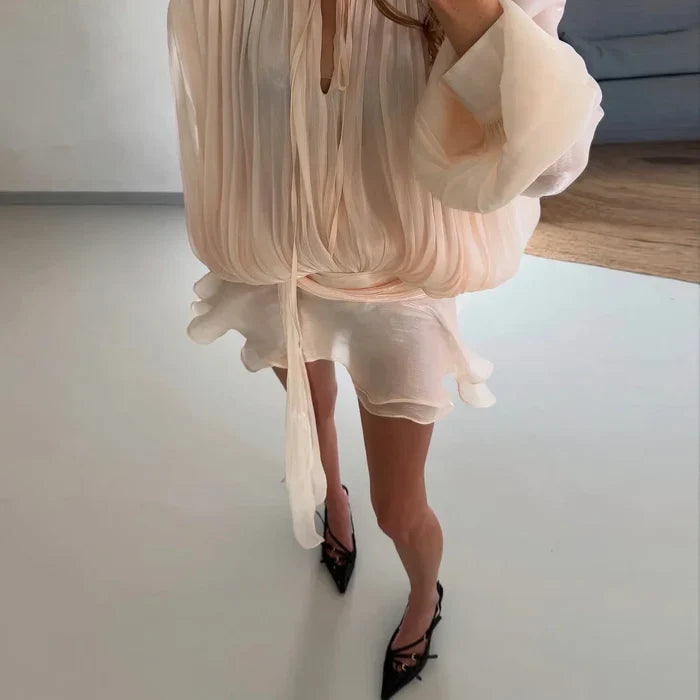 *BouBaby Pleated Ruffled Mini Dress