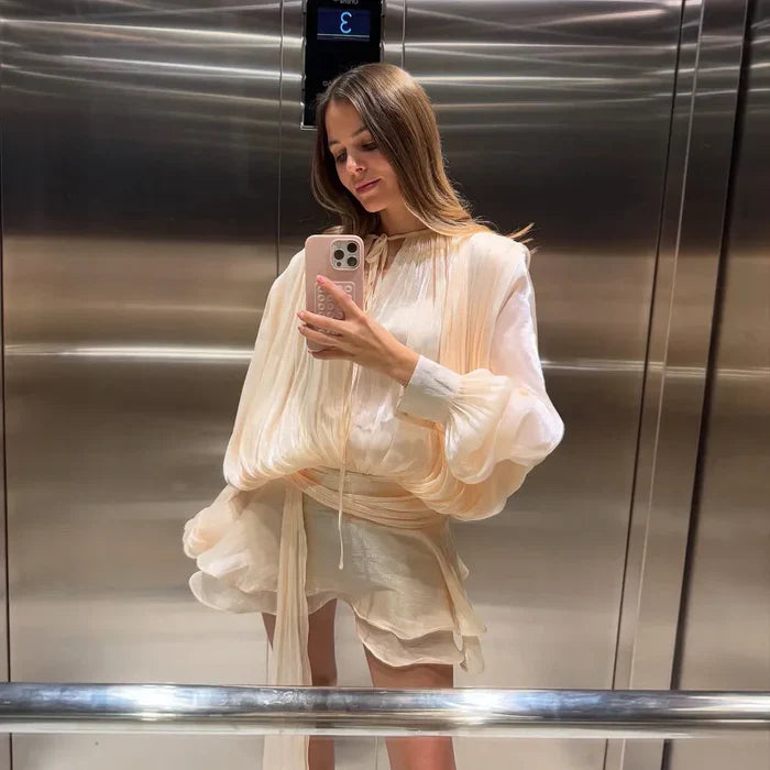 *BouBaby Pleated Ruffled Mini Dress