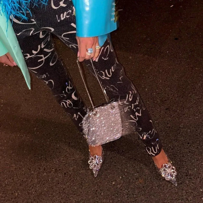 *Brilly Rhinestone Mesh Sparkly Bucket Bag