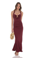 Lucy In The Sky Sunny Two Piece Maxi Dress in Maroon