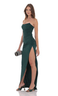 Lucy In The Sky Corset Strapless Maxi Dress in Green