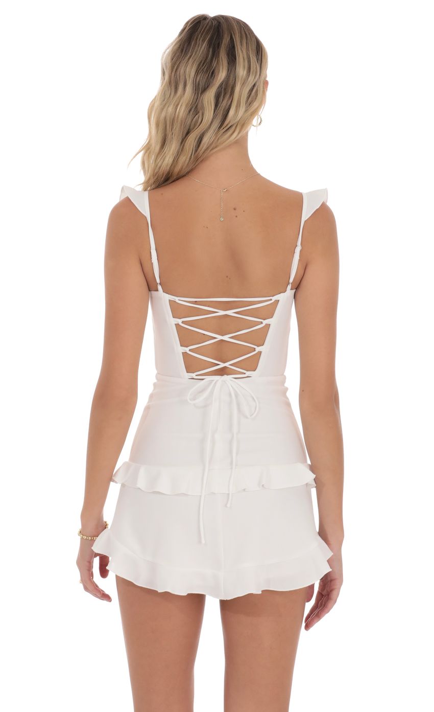 Lucy In The Sky Ruffle Corset Dress in White