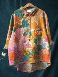 Nabalu Florielle | Women’s Floral Button-Front Tunic Shirt