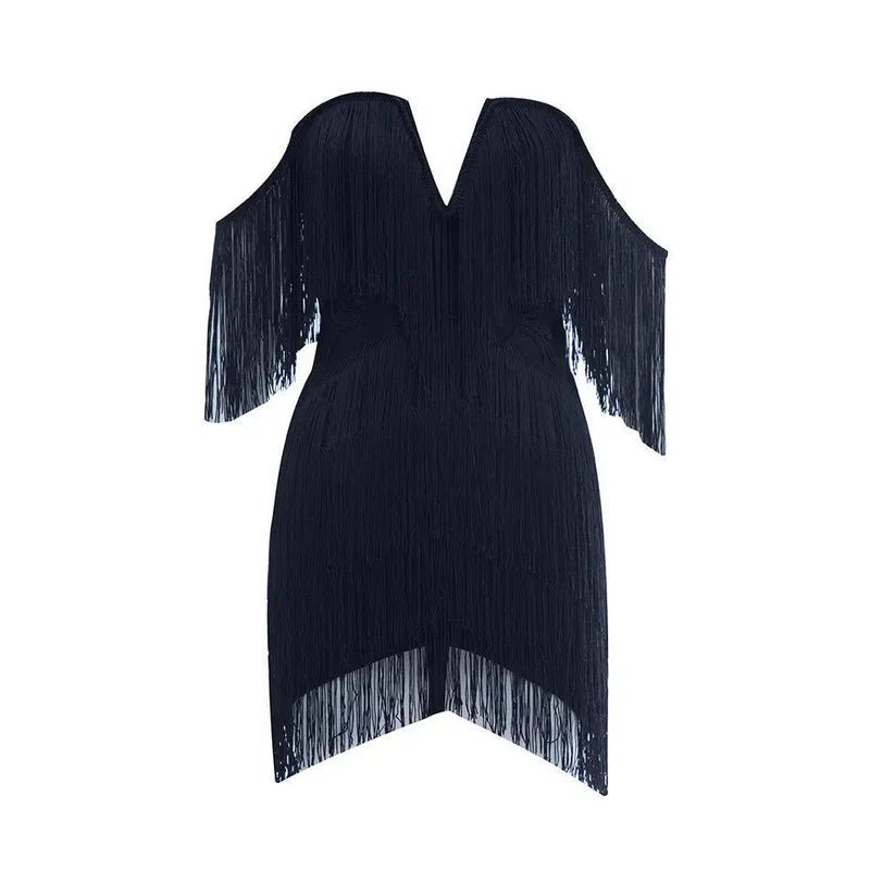 Mermaid Way Celestial Chic Tassel Off-Shoulder Mini Dress