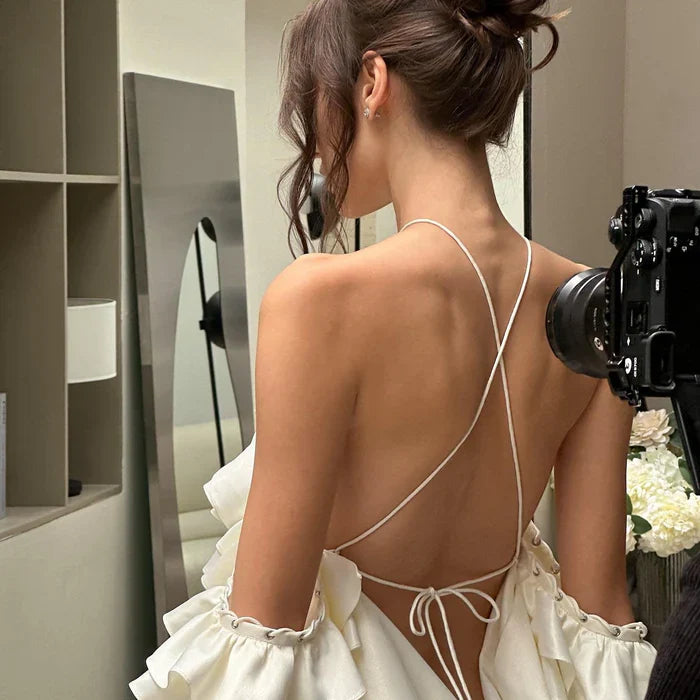 *Chantel Ruffle Halter Mini Dress