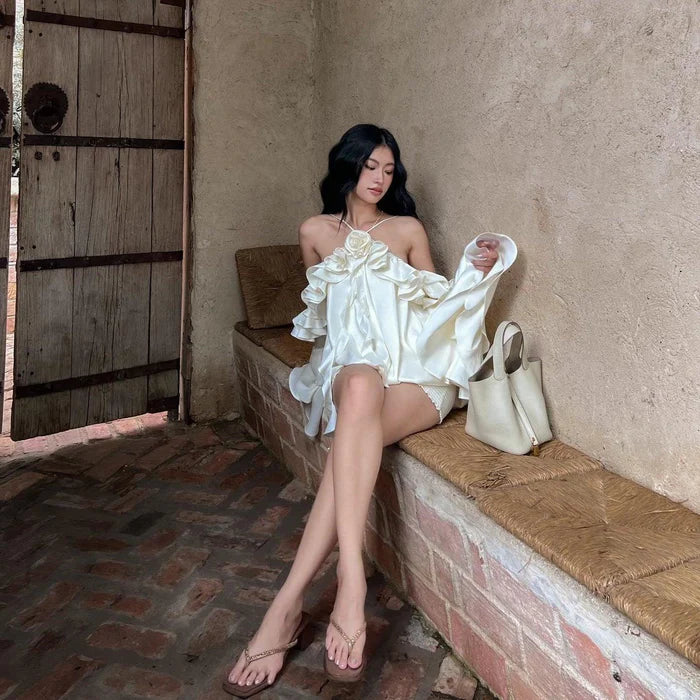 *Chantel Ruffle Halter Mini Dress