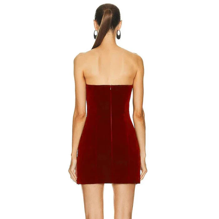 *Cherry Kiss Strapless Diamond Heart Mini Dress
