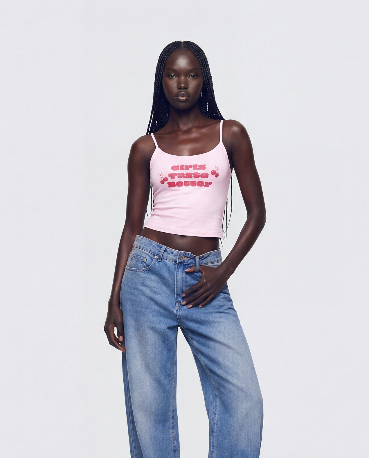 Finesse Elli Pink Printed Slogan Cami Top