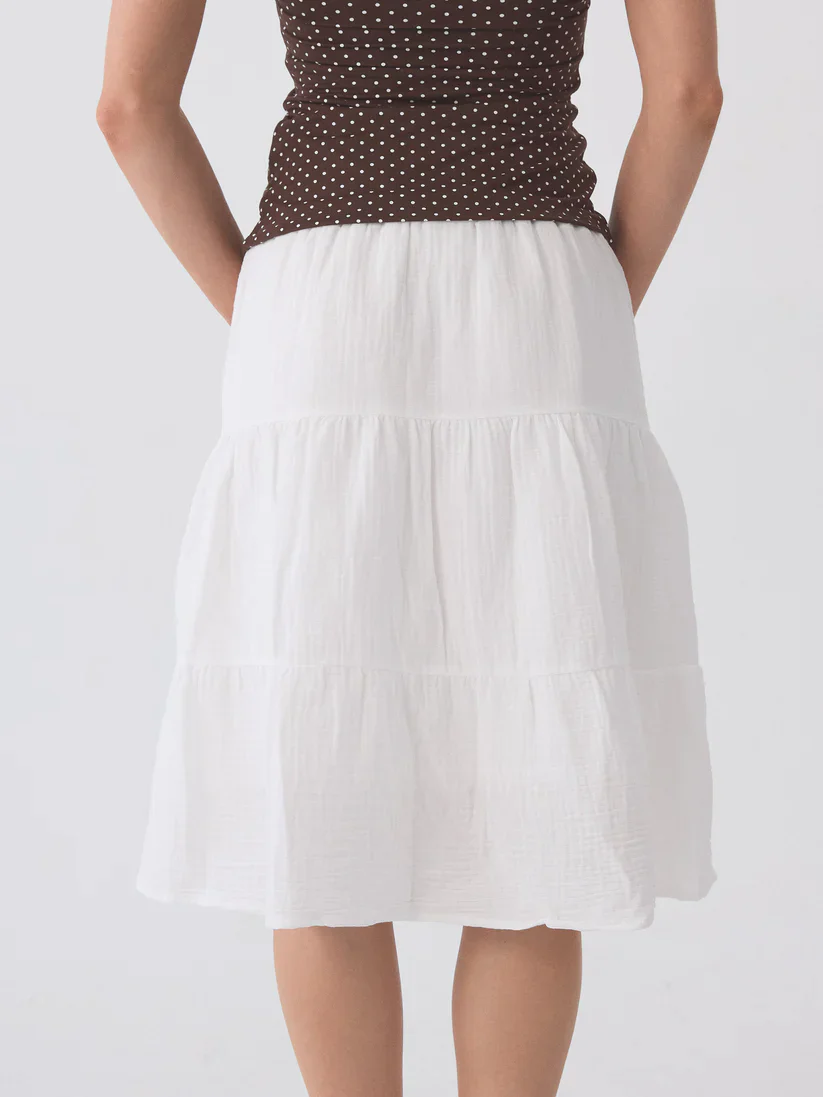 Klassy Tiered Cotton Midi Skirt