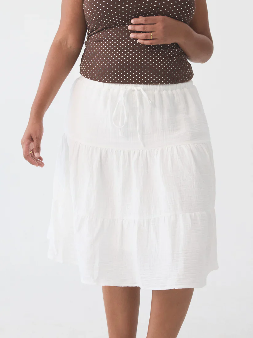 Klassy Tiered Cotton Midi Skirt