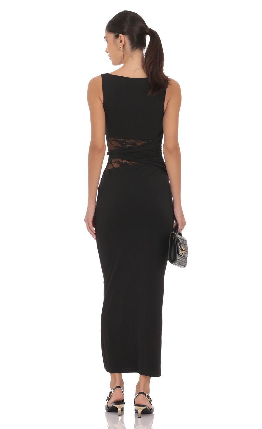 Lucy In The Sky Lace Cutout Maxi Dress in Black