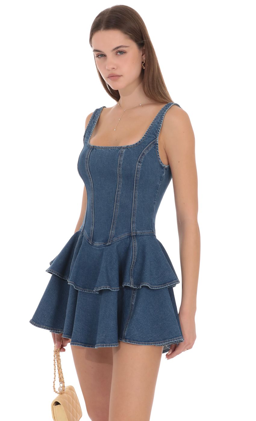 Lucy In The Sky Juliette Tiered Denim Mini Dress
