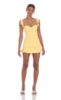 Lucy In The Sky Ruffle Bodycon Dress in Yellow