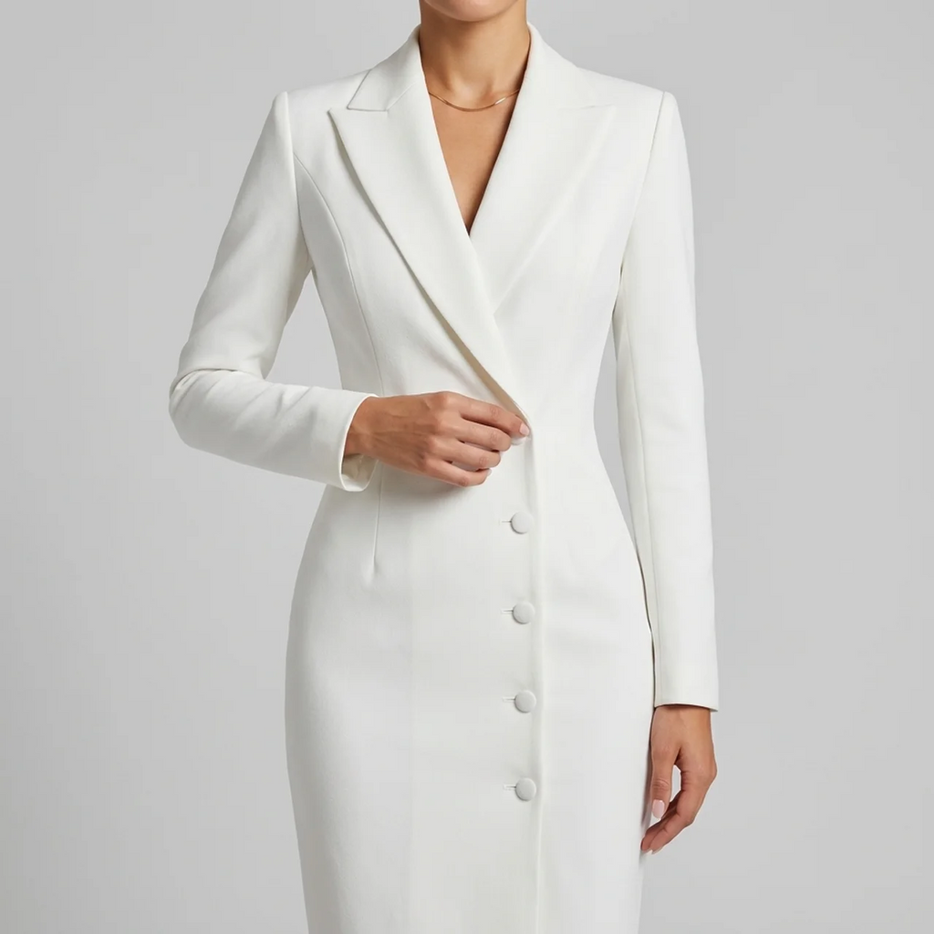 Nabalu Women’s A-Line Midi Blazer Dress – Double Breasted Long Sleeve Dress