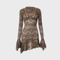 Mermaid Way Dance On My Own Brown Lace Mini Dress