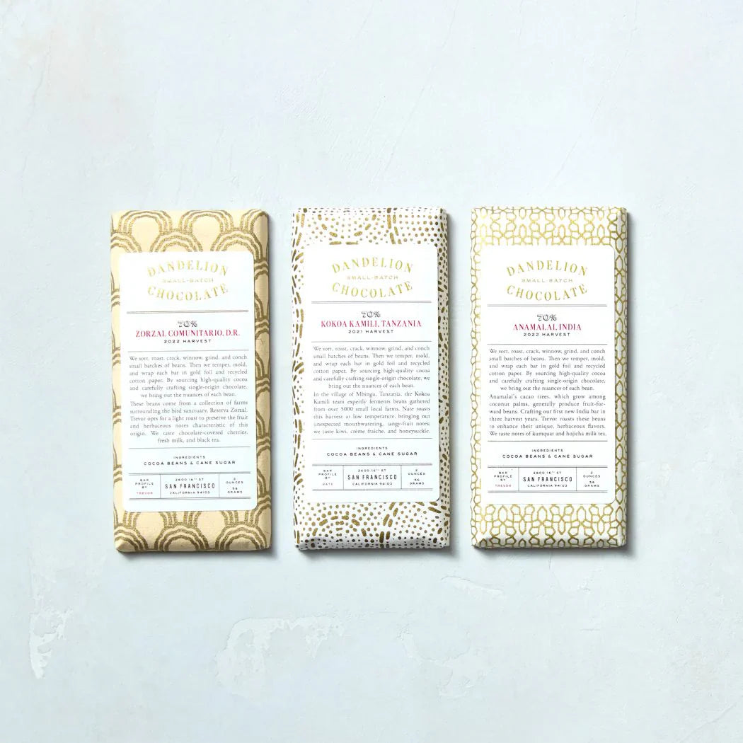 Dandelion Chocolate 70% Three‑Bar Gift Set