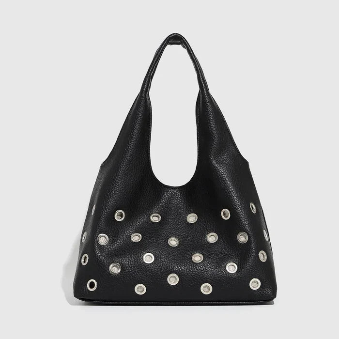 *Dark Orbit Leather Rivet Shoulder Bag
