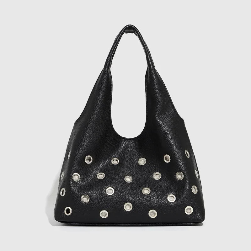 Mermaid Way Dark Orbit Leather Rivet Shoulder Bag