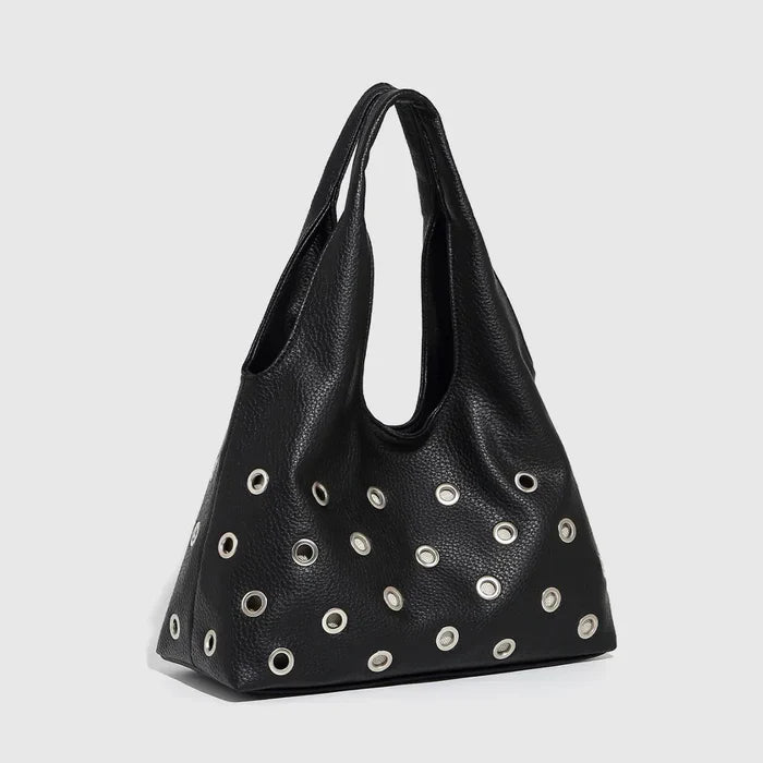 *Dark Orbit Leather Rivet Shoulder Bag
